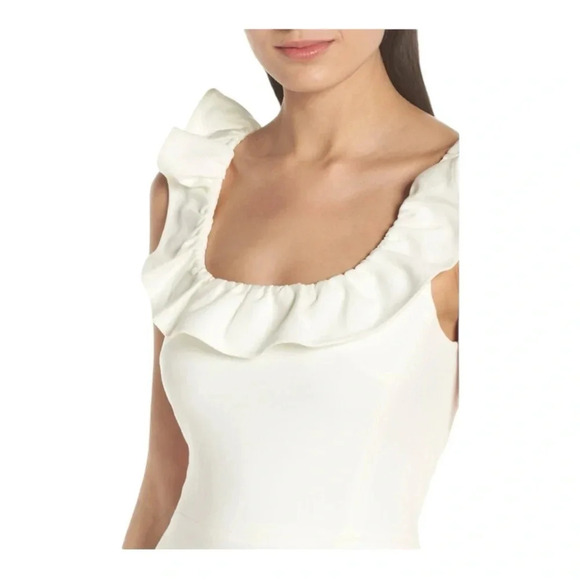 French Connection Whisper‎ Ruffle Square Neck Dress New Size 6 - Picture 2 of 14